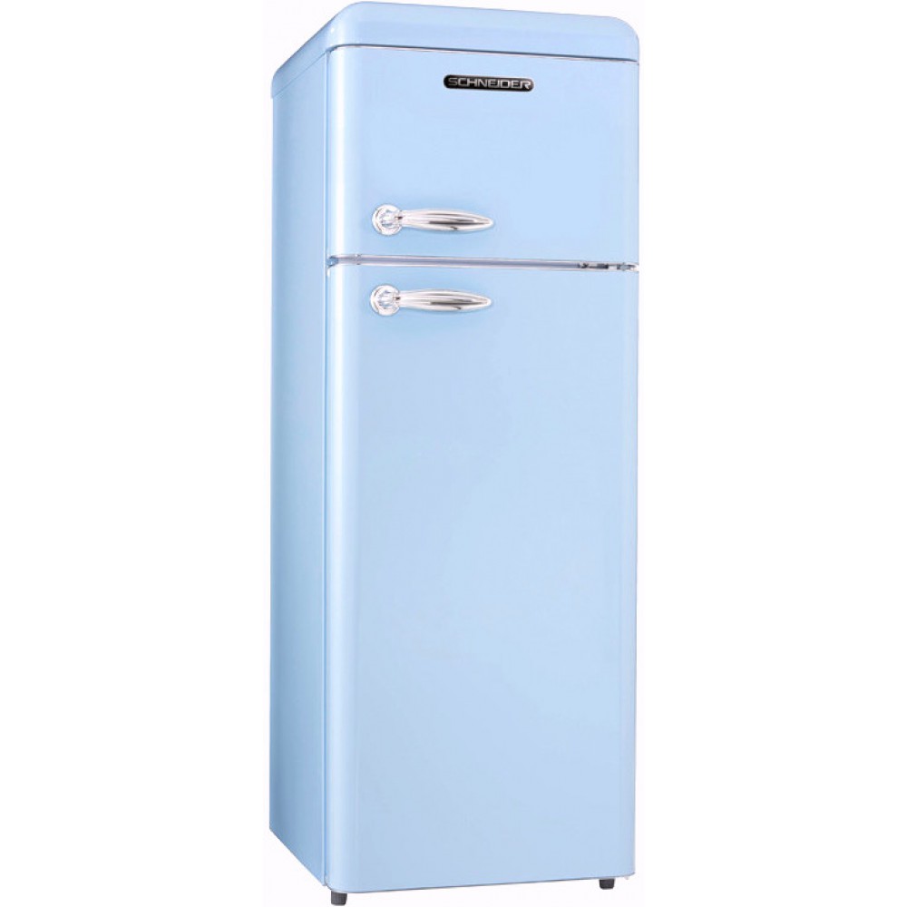 Schneider SCDD208VBL retro pastelblauwe koelkast